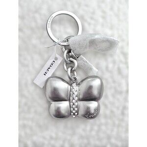NWT COACH Silver Butterly Bag Charm Keychain CH842